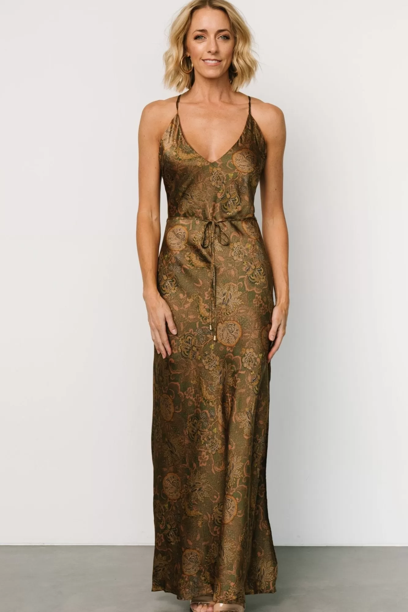 Baltic Born Maxi Dresses | Maxi Dresses | Reno Slip Maxi Dress | Brown + Olive