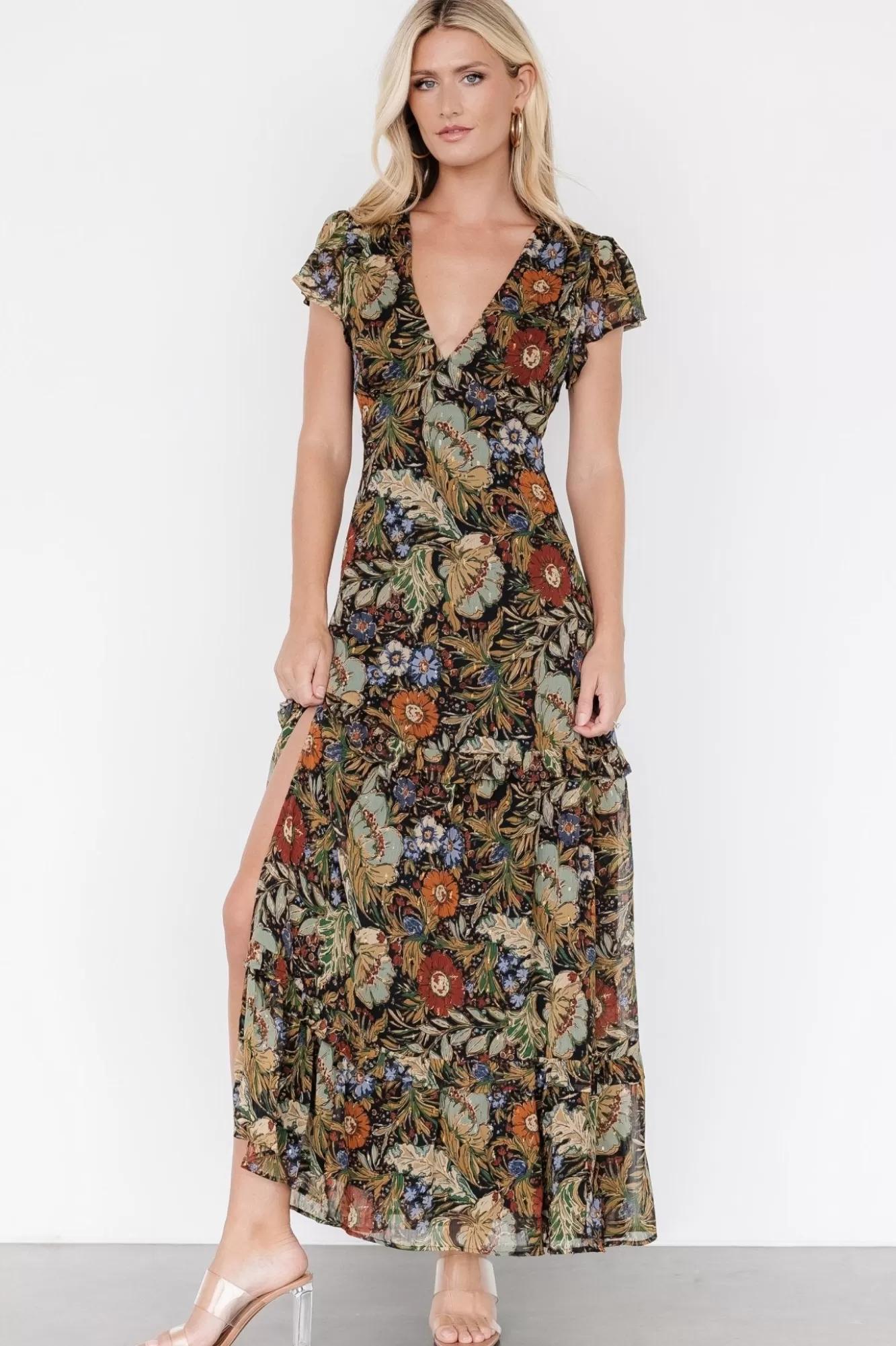 Baltic Born Maxi Dresses | Maxi Dresses | Riverwood Deep V Maxi Dress | Multi Floral