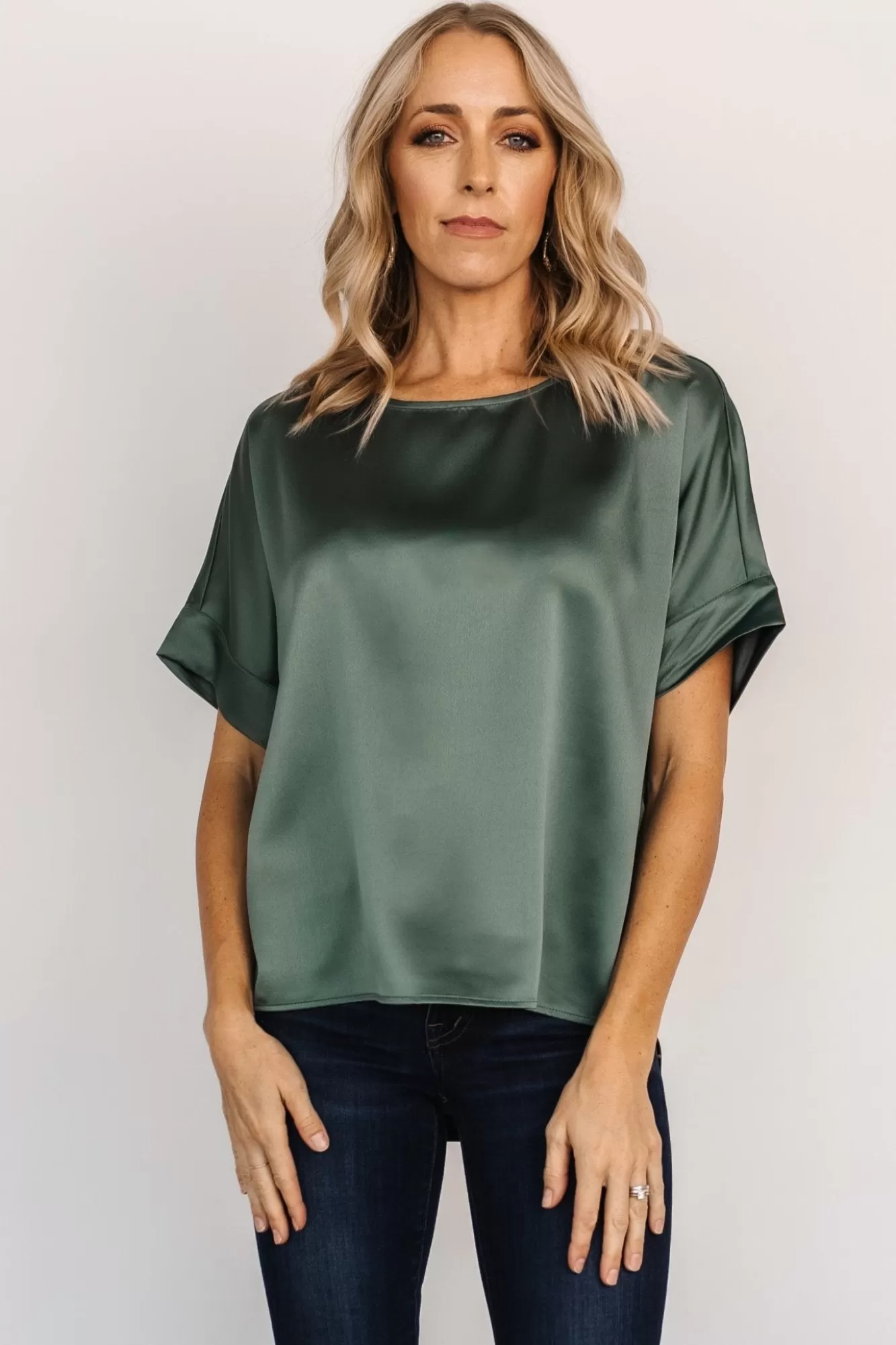 Baltic Born Blouses + Shirts | Rory Satin Top | Winter Green