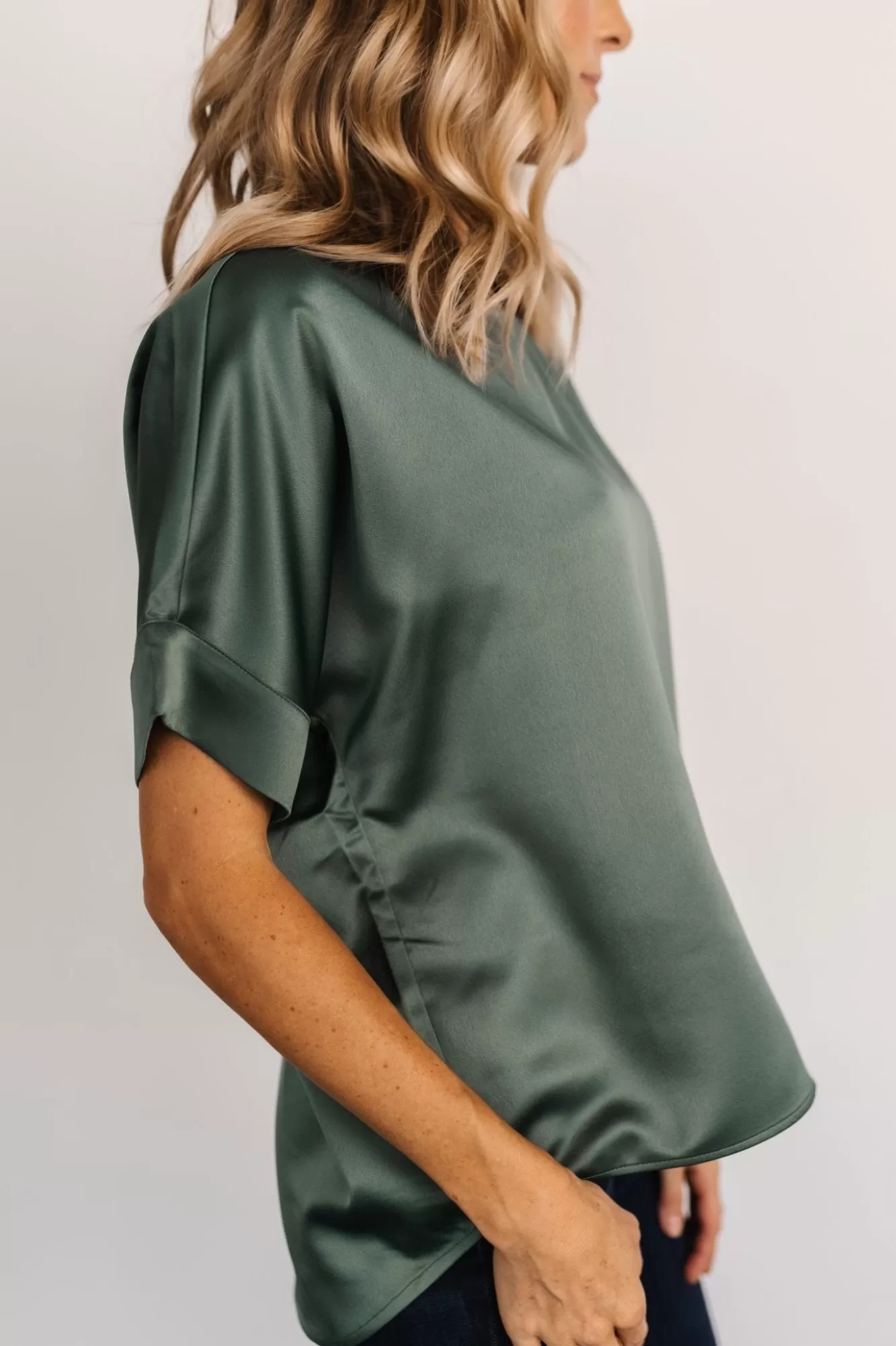 Baltic Born Blouses + Shirts | Rory Satin Top | Winter Green