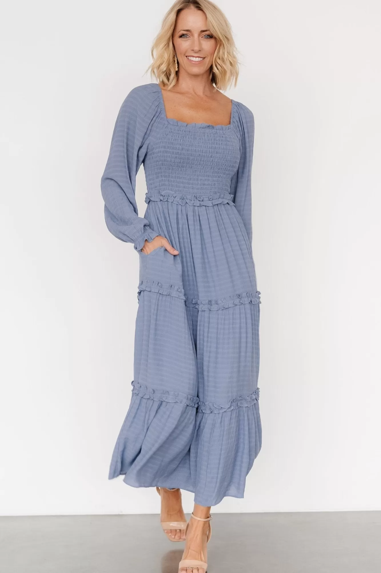 Baltic Born Maxi Dresses | Maxi Dresses | Rowan Tiered Dress | Slate Blue