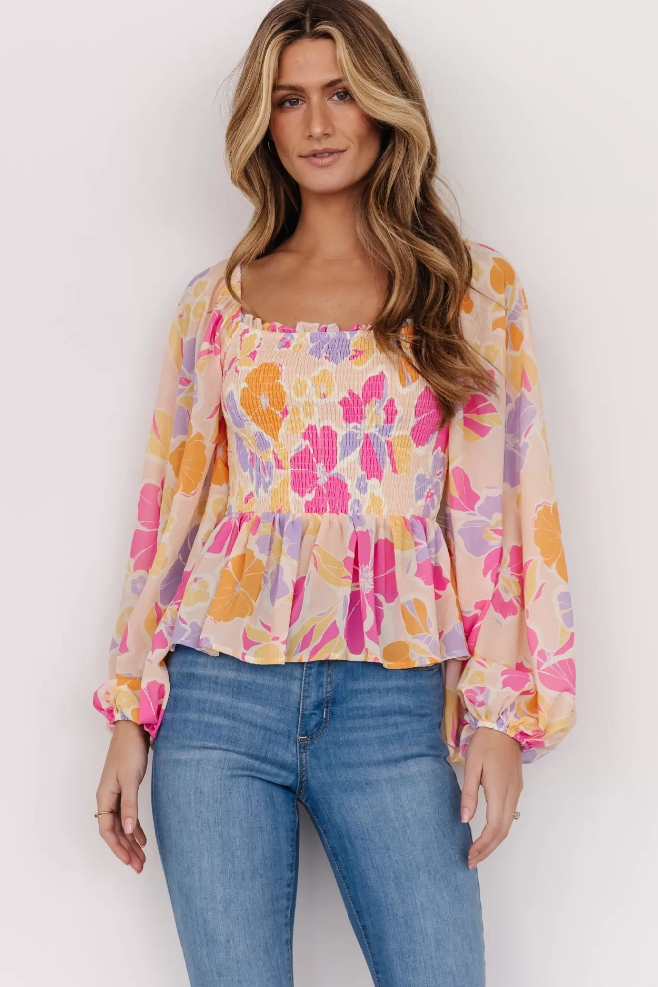 Baltic Born Blouses + Shirts | Sally Smocked Top | Pink Multi