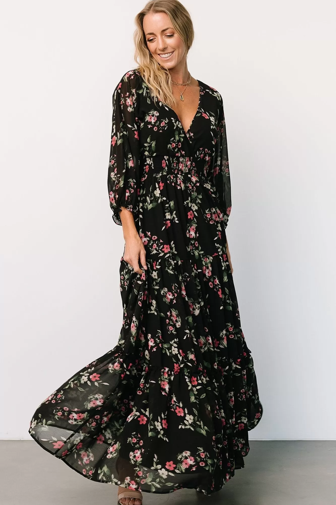 Baltic Born Maxi Dresses | Maxi Dresses | Sawyer Tiered Maxi Dress | Black + Berry