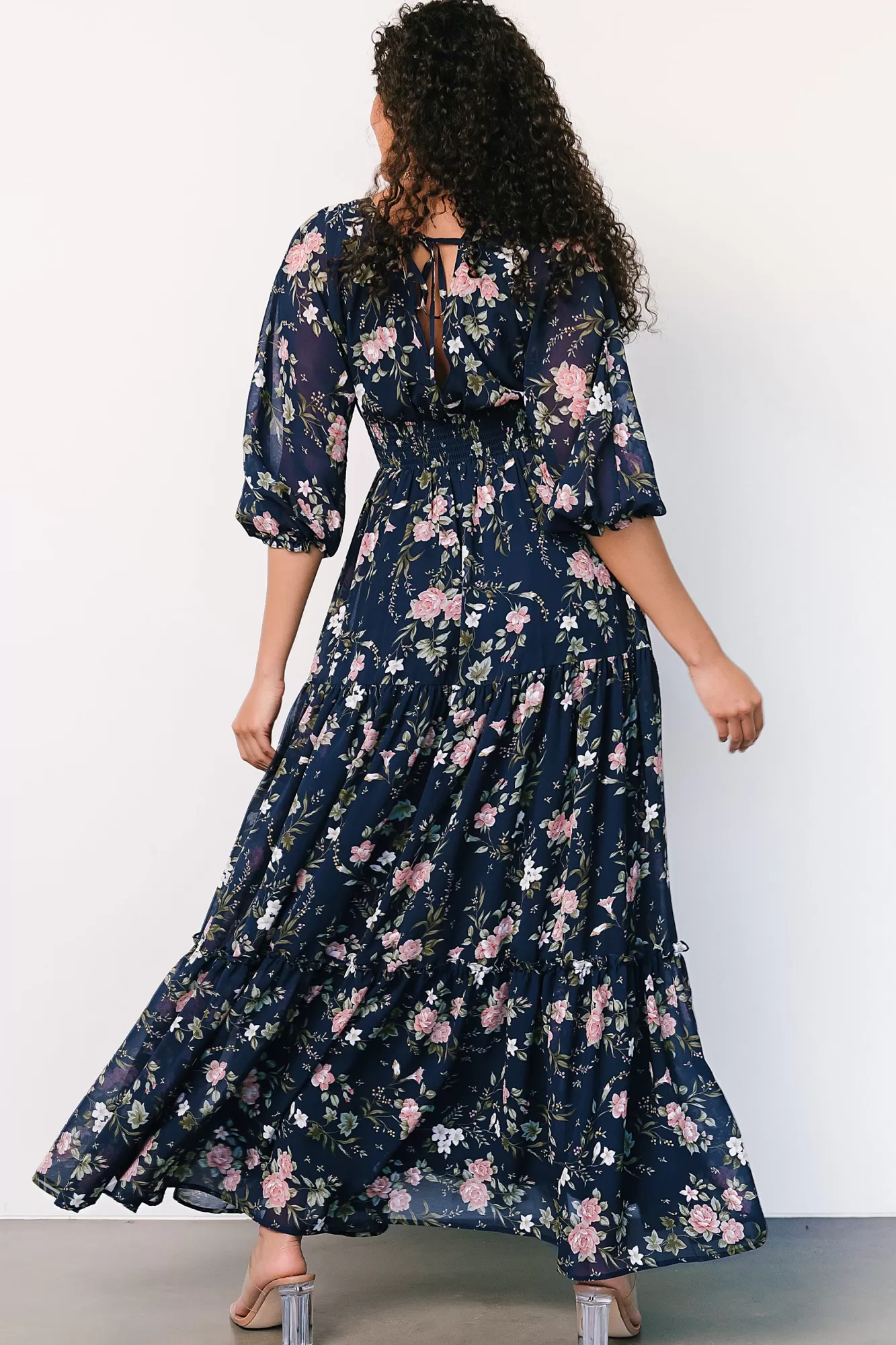 Baltic Born Maxi Dresses | Maxi Dresses | Sawyer Tiered Maxi Dress | Navy + Pink