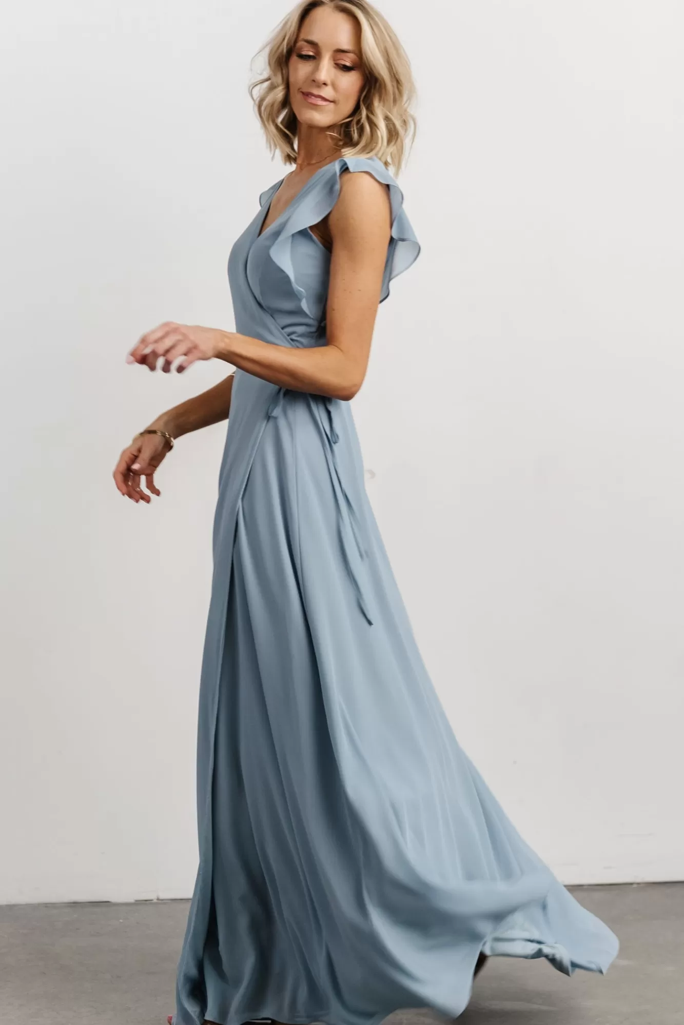 Baltic Born Maxi Dresses | Maxi Dresses | Saya Wrap Maxi Dress | Dusty Blue