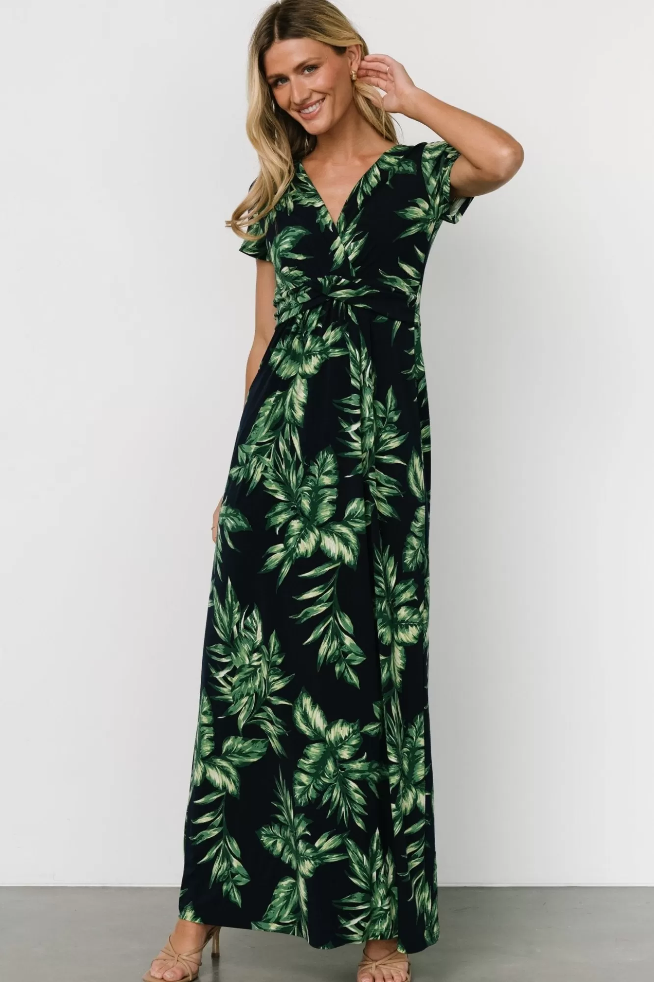 Baltic Born Maxi Dresses | Maxi Dresses | Soleil Maxi Dress | Black Leaf Print