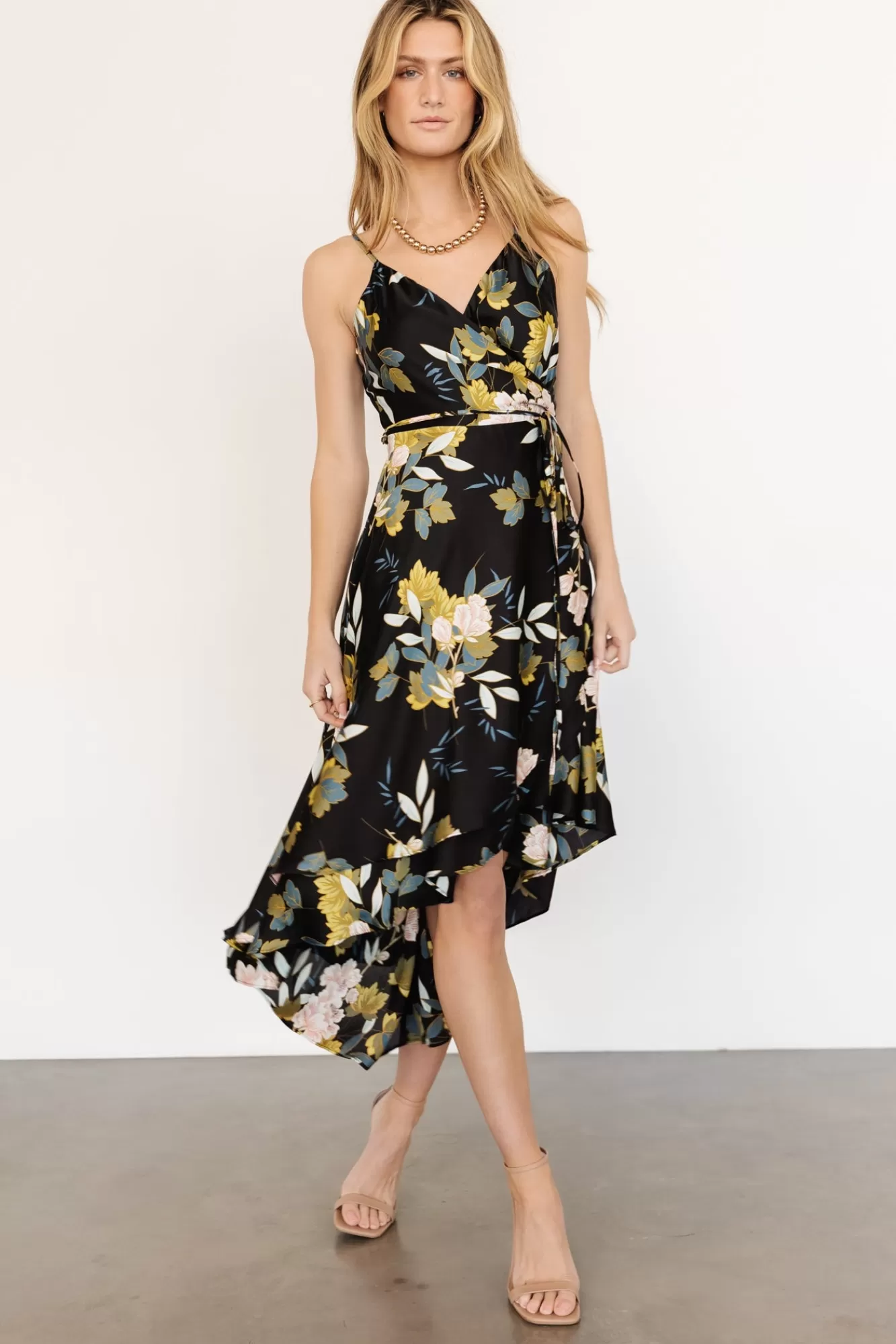 Baltic Born Midi Dresses | Midi Dresses | Steffi Tulip Wrap Dress | Midnight Floral