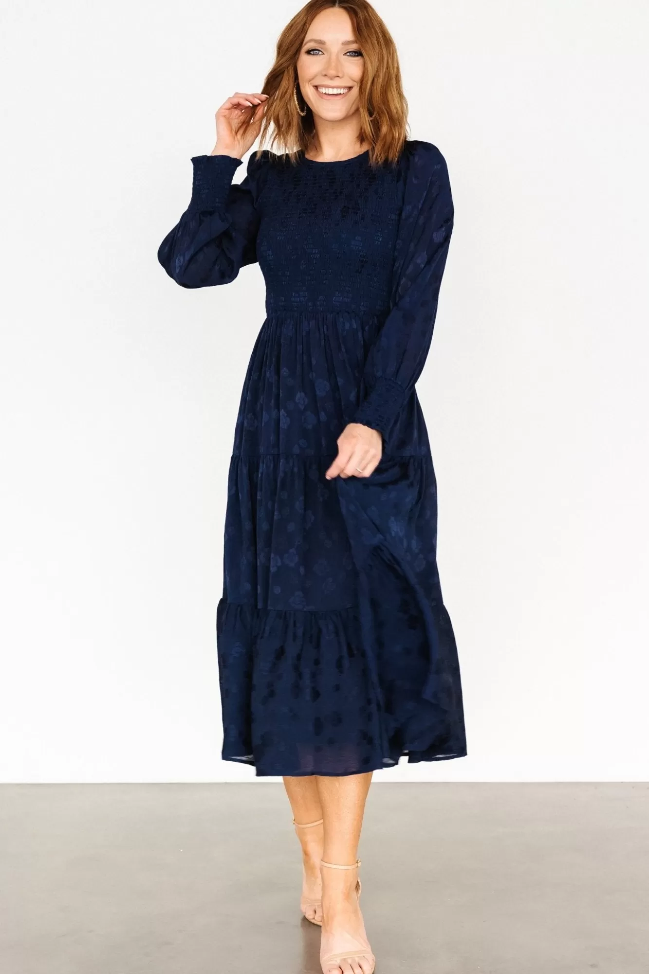 Baltic Born Midi Dresses | Midi Dresses | Stockholm Smocked Dress | Midnight Blue