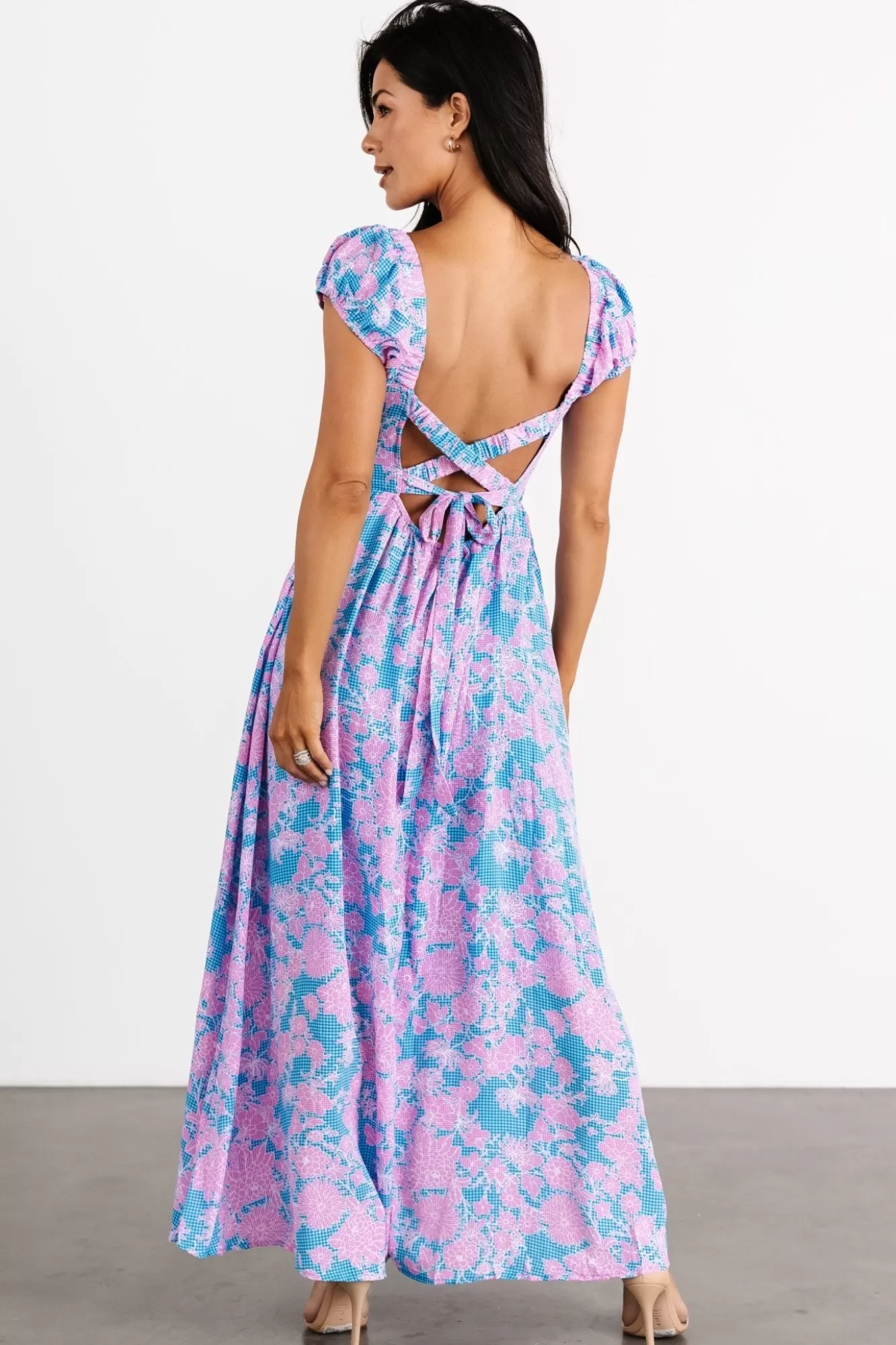 Baltic Born Maxi Dresses | Maxi Dresses | Tabitha Open Back Maxi Dress | Blue + Pink