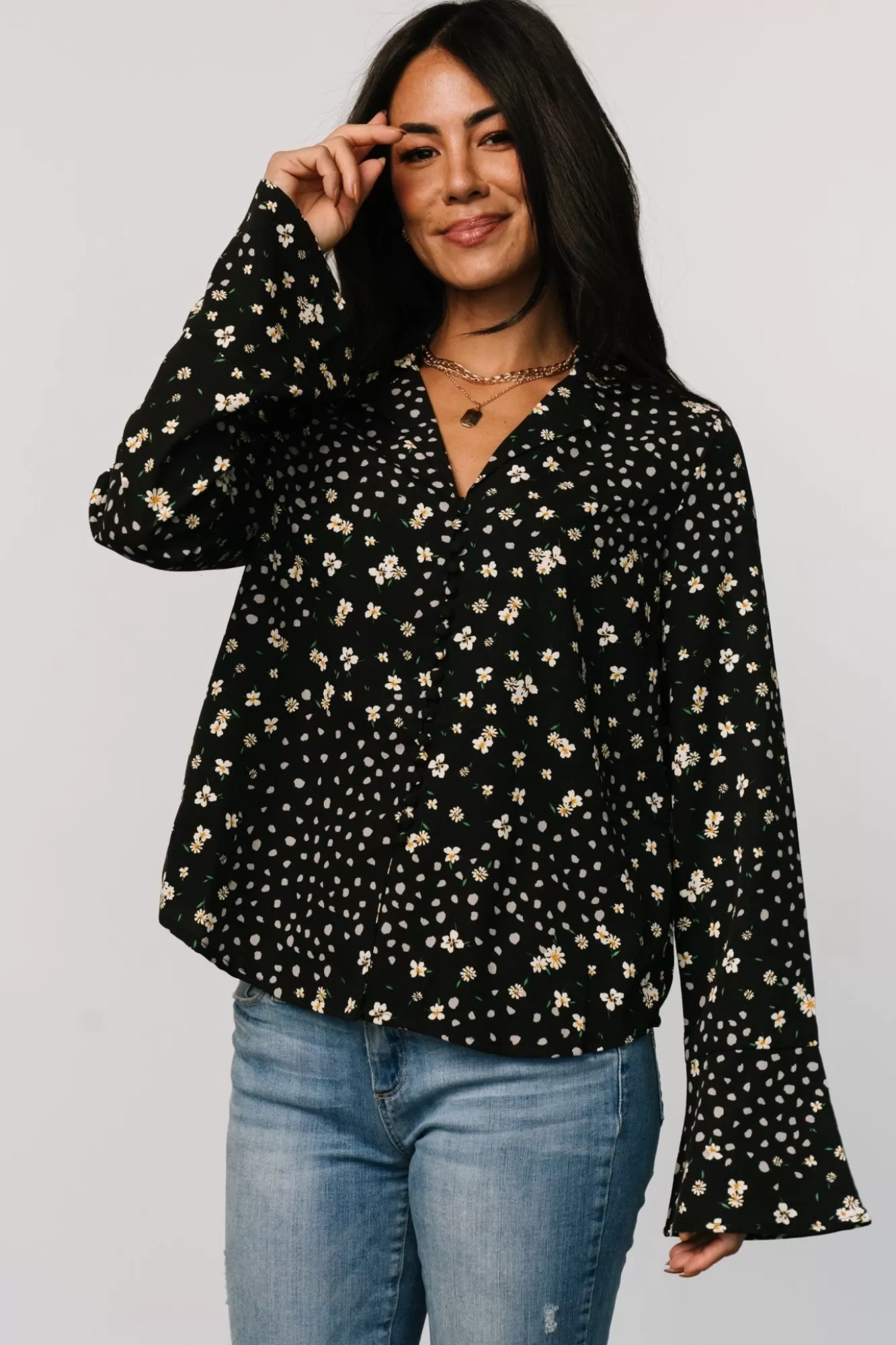 Baltic Born Blouses + Shirts | Thelma Button Blouse | Black Print