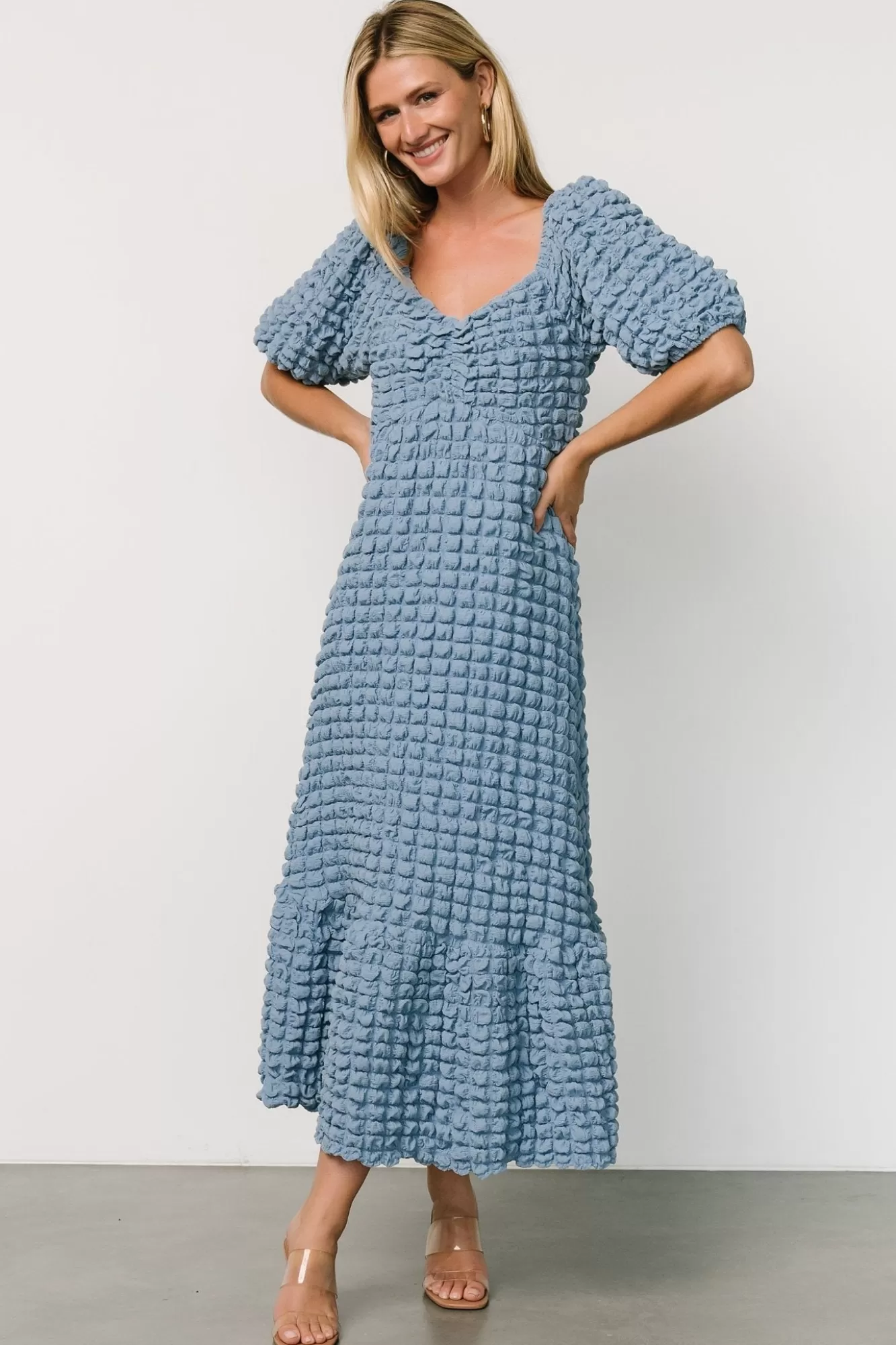 Baltic Born Maxi Dresses | Maxi Dresses | Therese Textured Dress | Denim Blue