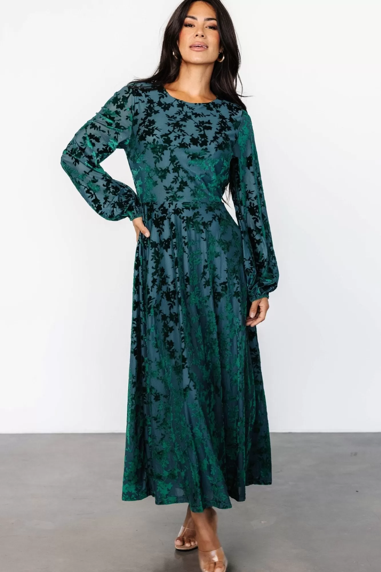 Baltic Born Maxi Dresses | Maxi Dresses | Thora Velvet Dress | Emerald Floral