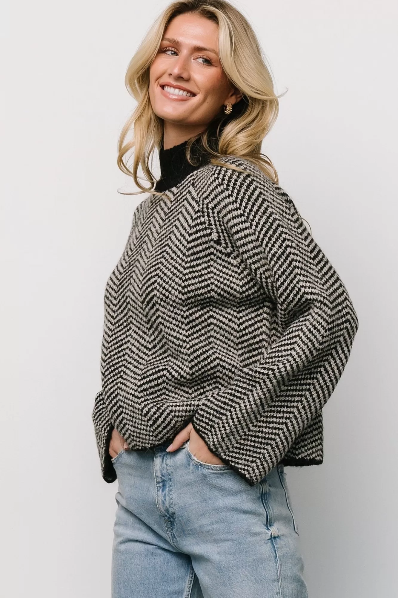 Baltic Born Sweaters | Trisha Knit Sweater | Black Stripe