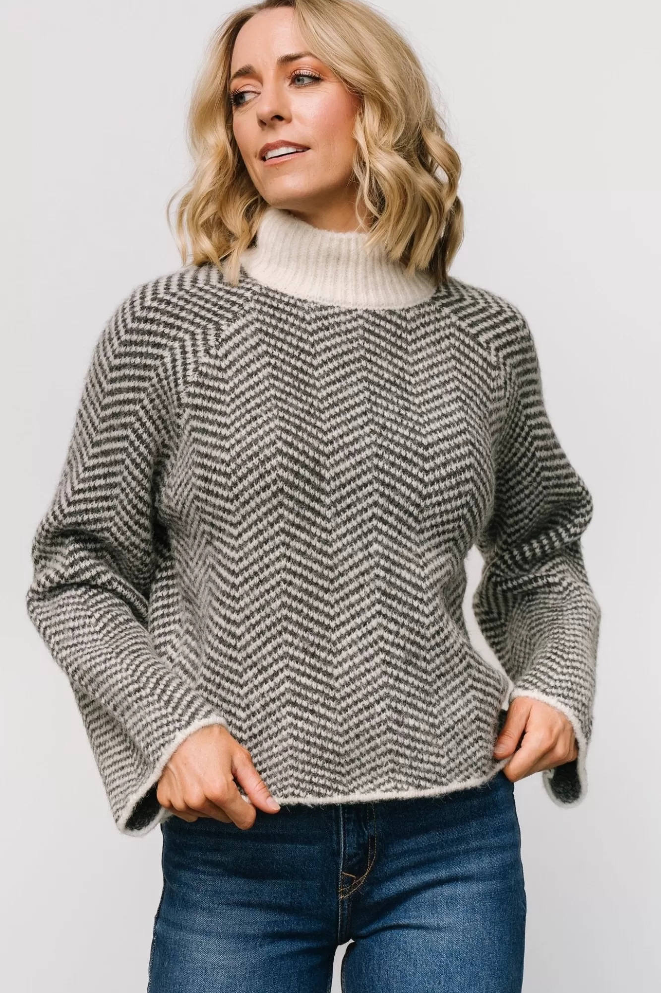 Baltic Born Sweaters | Trisha Knit Sweater | Ivory Stripe