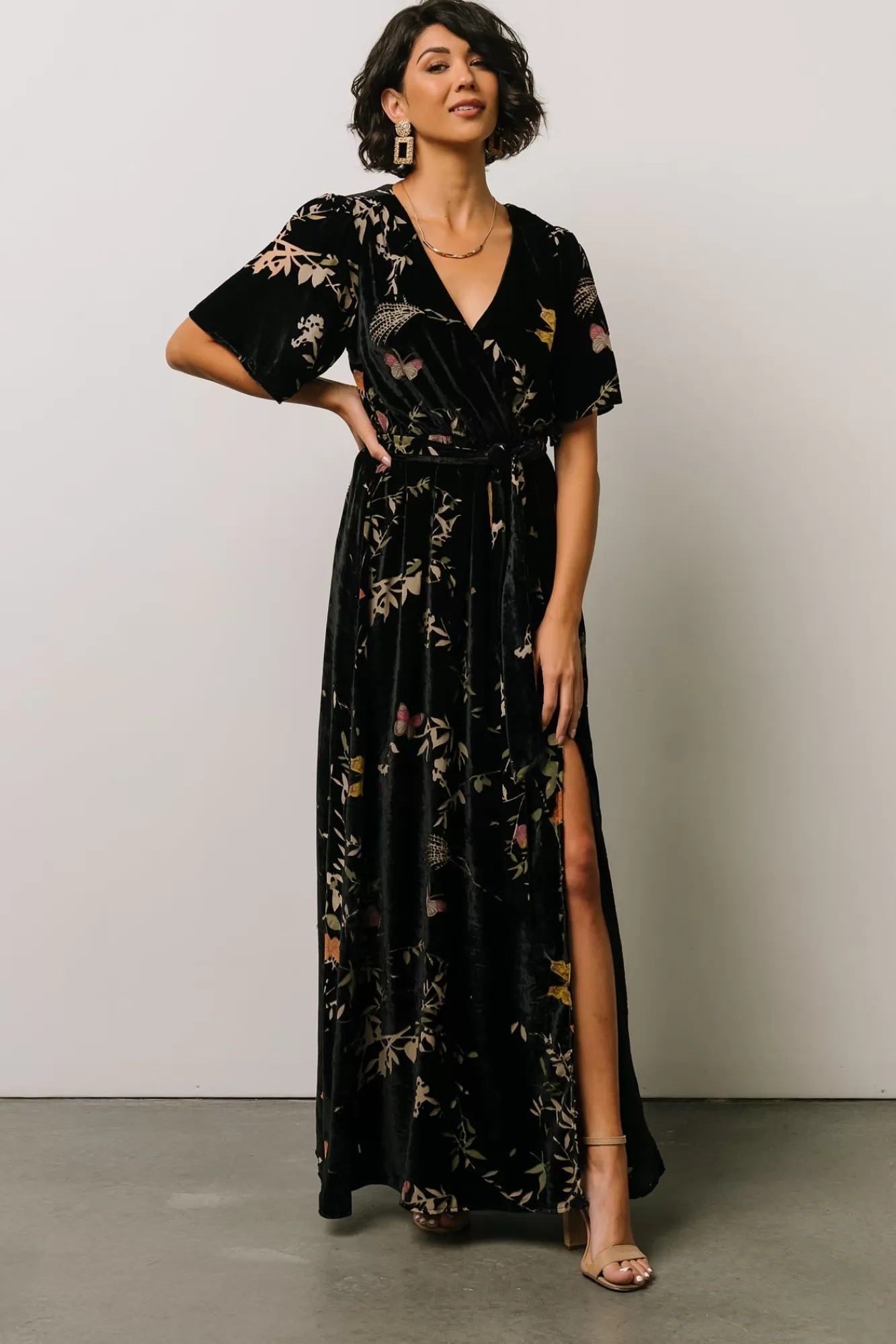 Baltic Born Maxi Dresses | Maxi Dresses | Uma Velvet Maxi Dress | Black Butterfly Print