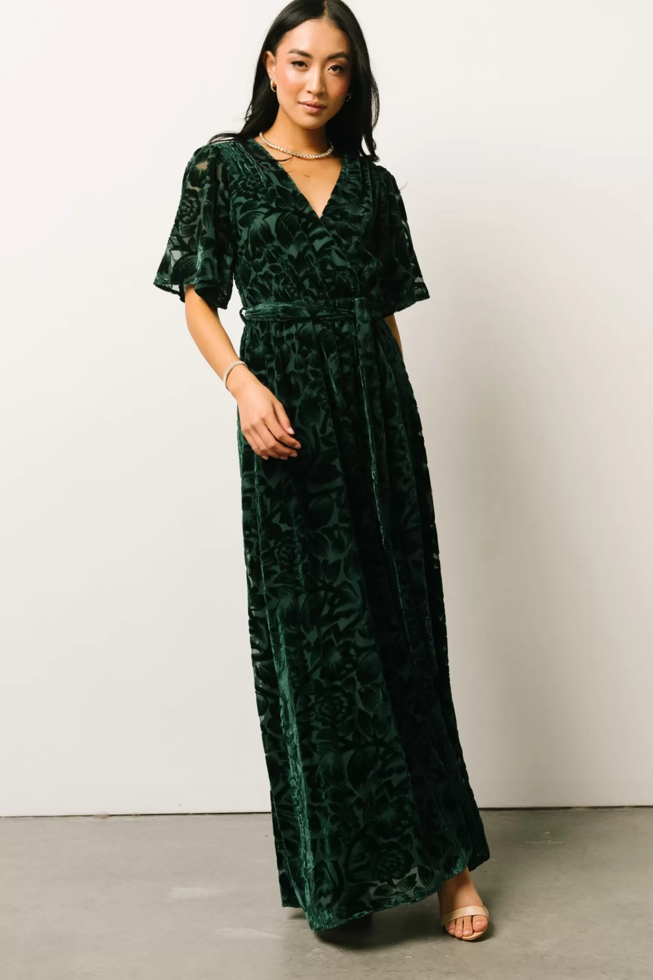 Baltic Born Maxi Dresses | Maxi Dresses | Uma Velvet Maxi Dress | Dark Green