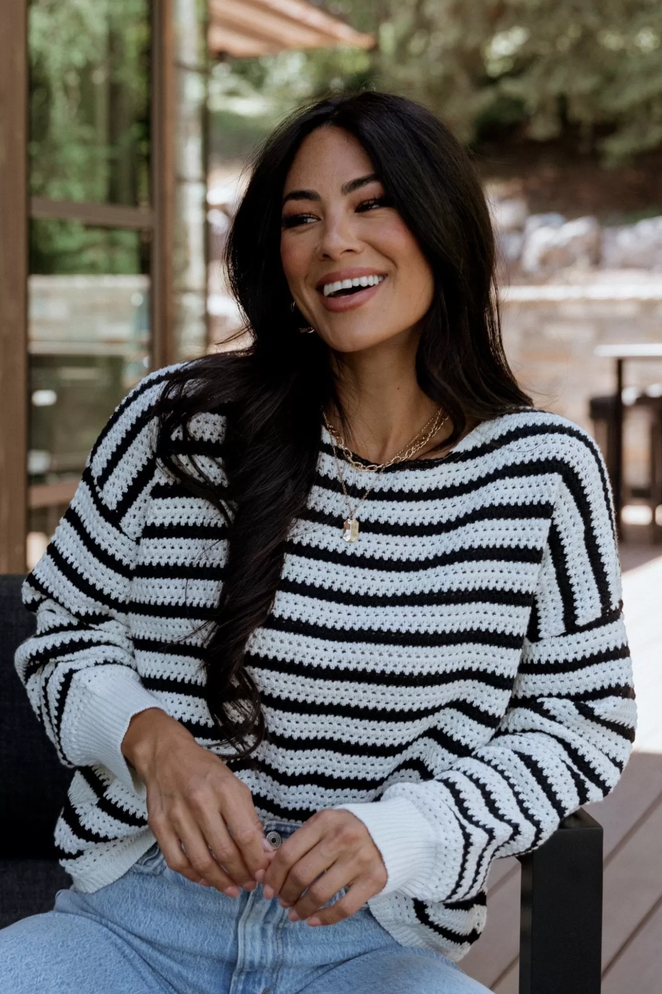 Baltic Born Sweaters | Valeria Knit Sweater | Black + Ivory