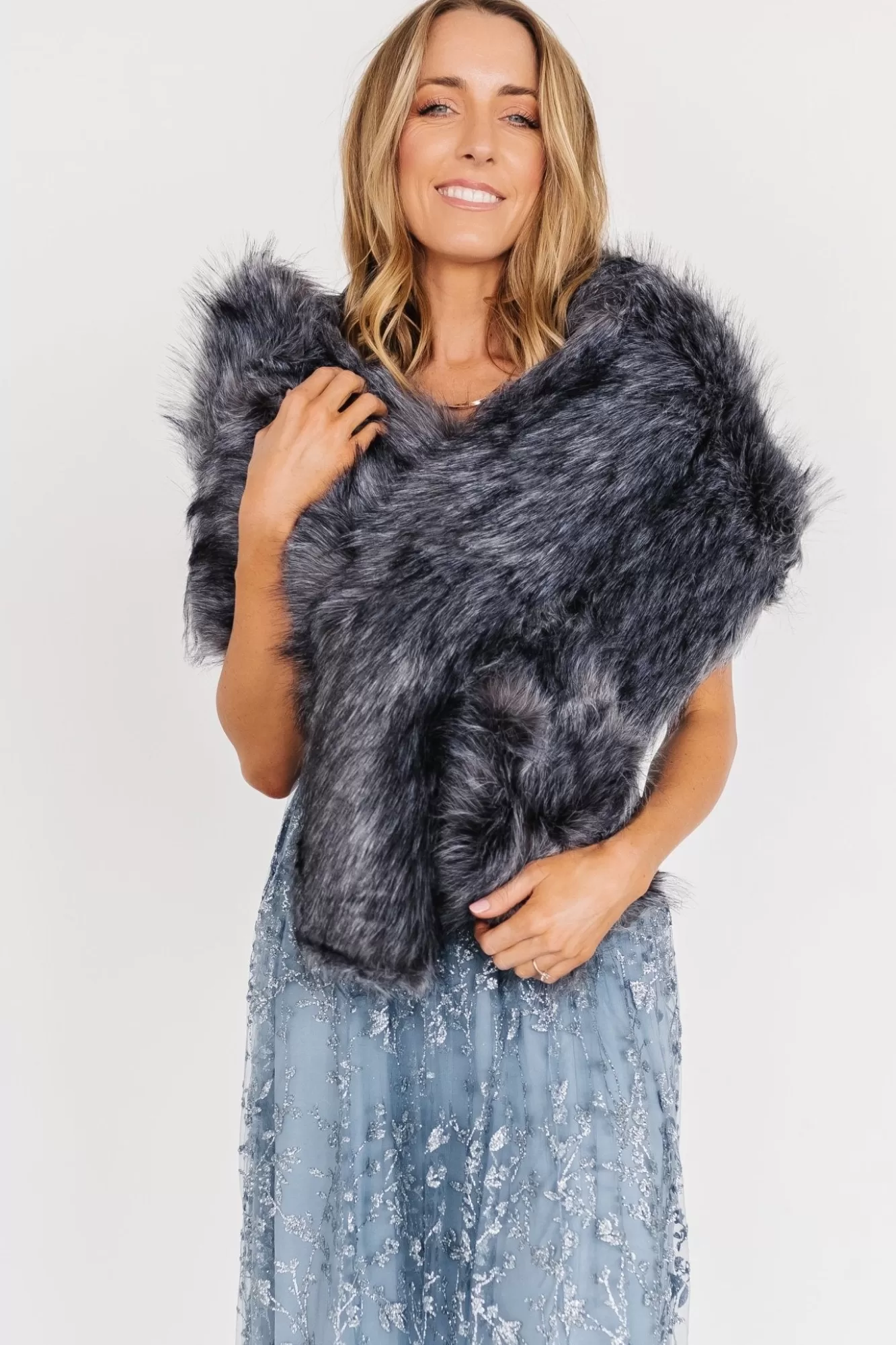 Baltic Born Outerwear | Shawls | Valerie Faux Fur Shawl | Dark Gray