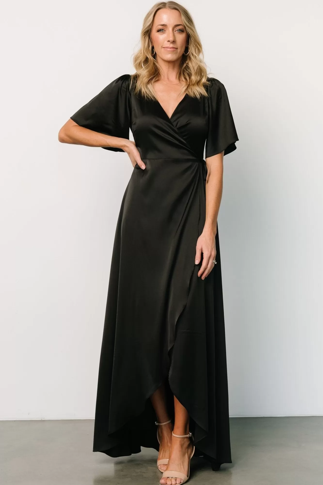 Baltic Born Maxi Dresses | Maxi Dresses | Vara Satin Maxi Wrap Dress |