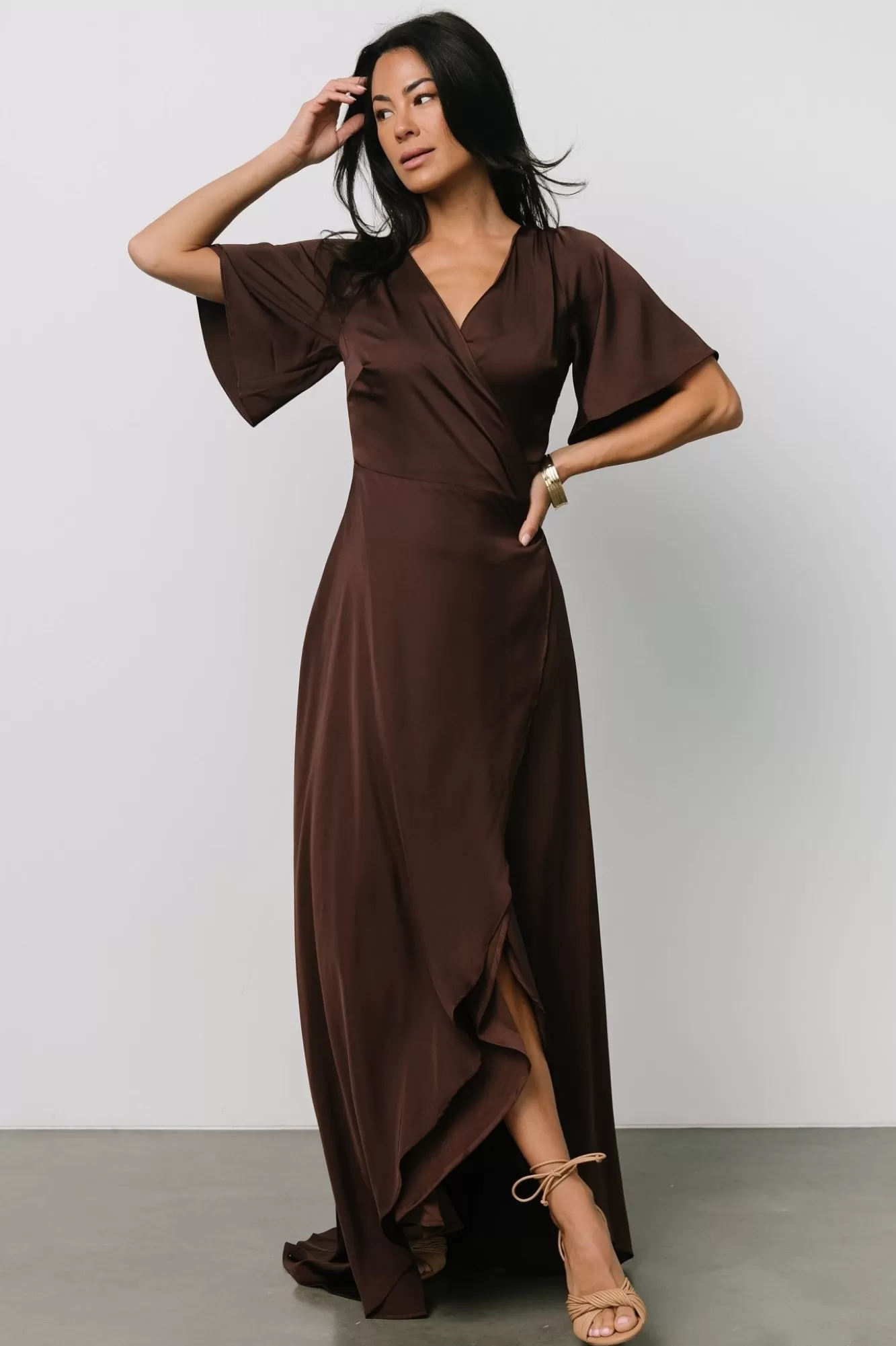 Baltic Born Maxi Dresses | Maxi Dresses | Vara Satin Maxi Wrap Dress |