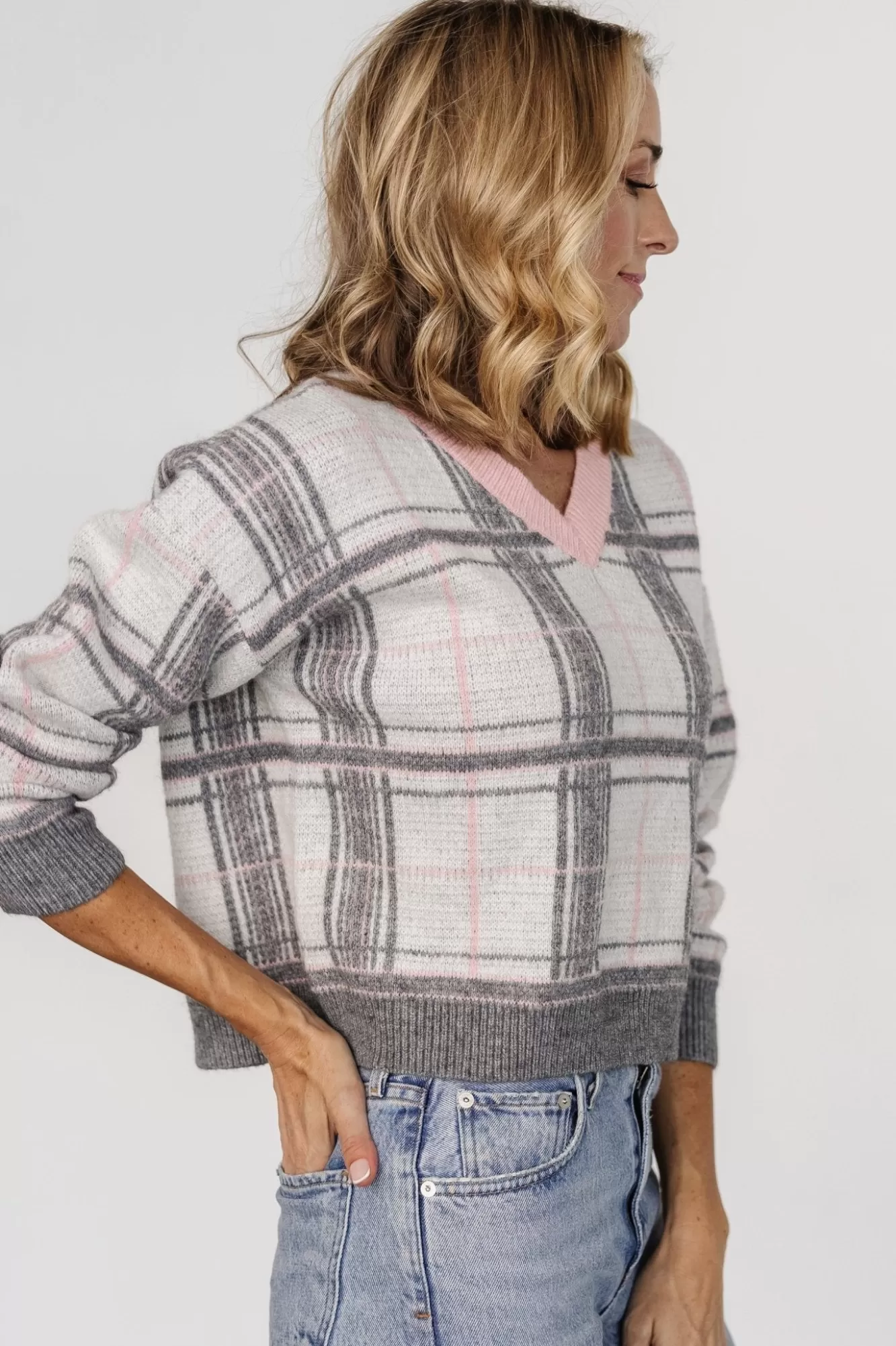 Baltic Born Sweaters | Verbier Sweater | Gray + Blush