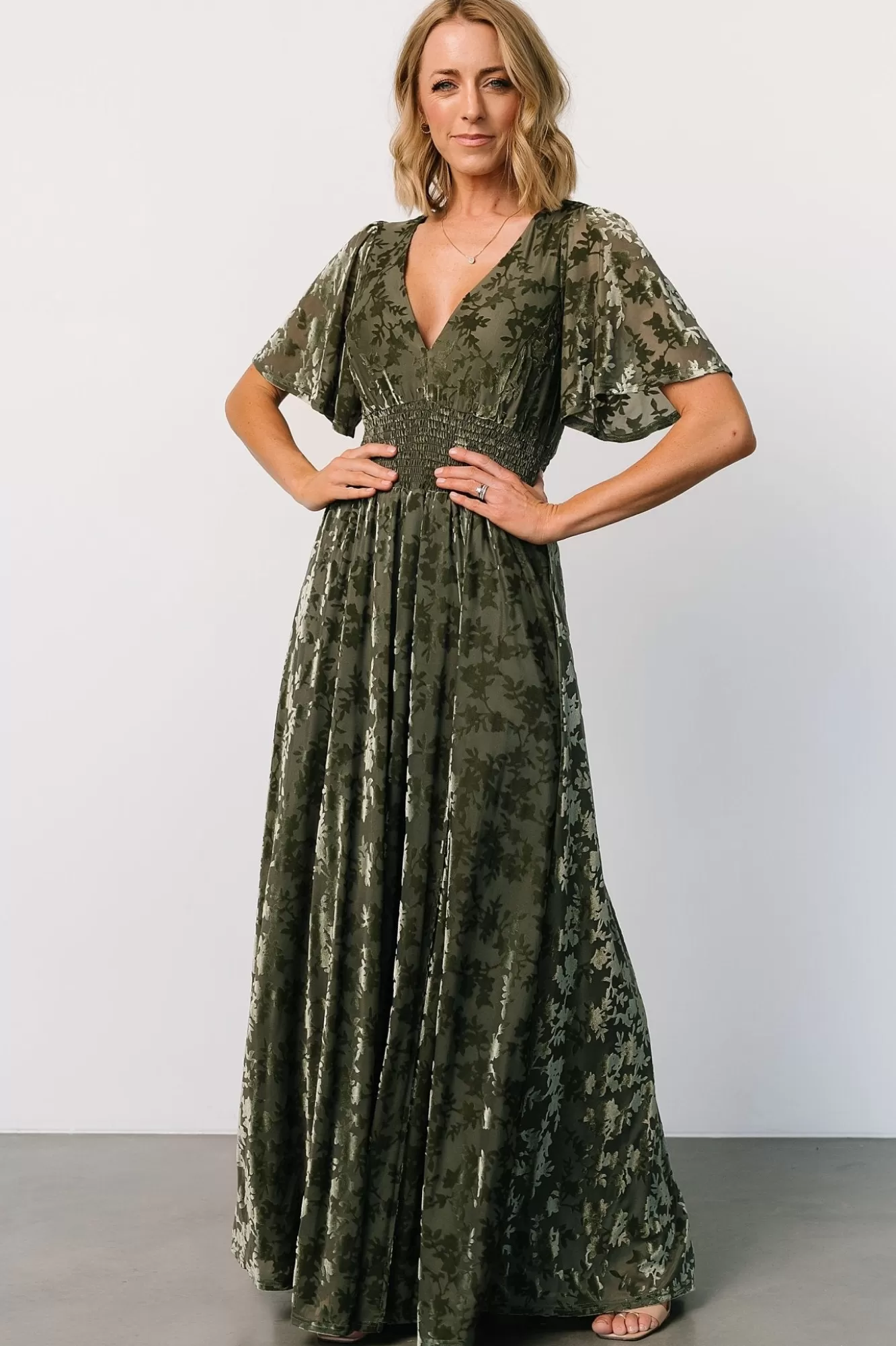 Baltic Born Maxi Dresses | Maxi Dresses | Veronica Velvet Maxi Dress | Dark Sage