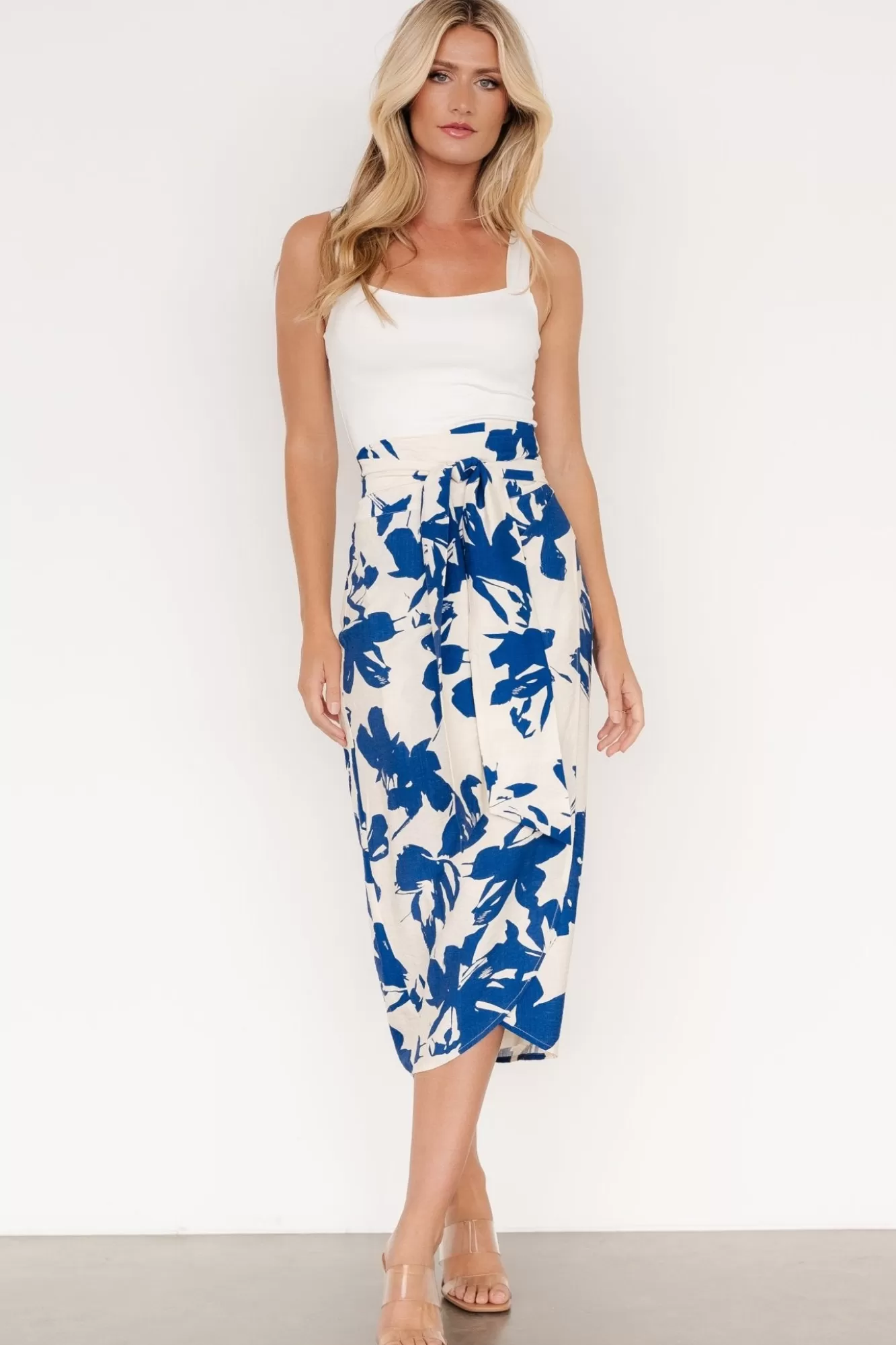 Baltic Born Midi Dresses | Midi Dresses | Vista Wrap Midi Skirt | Blue Print