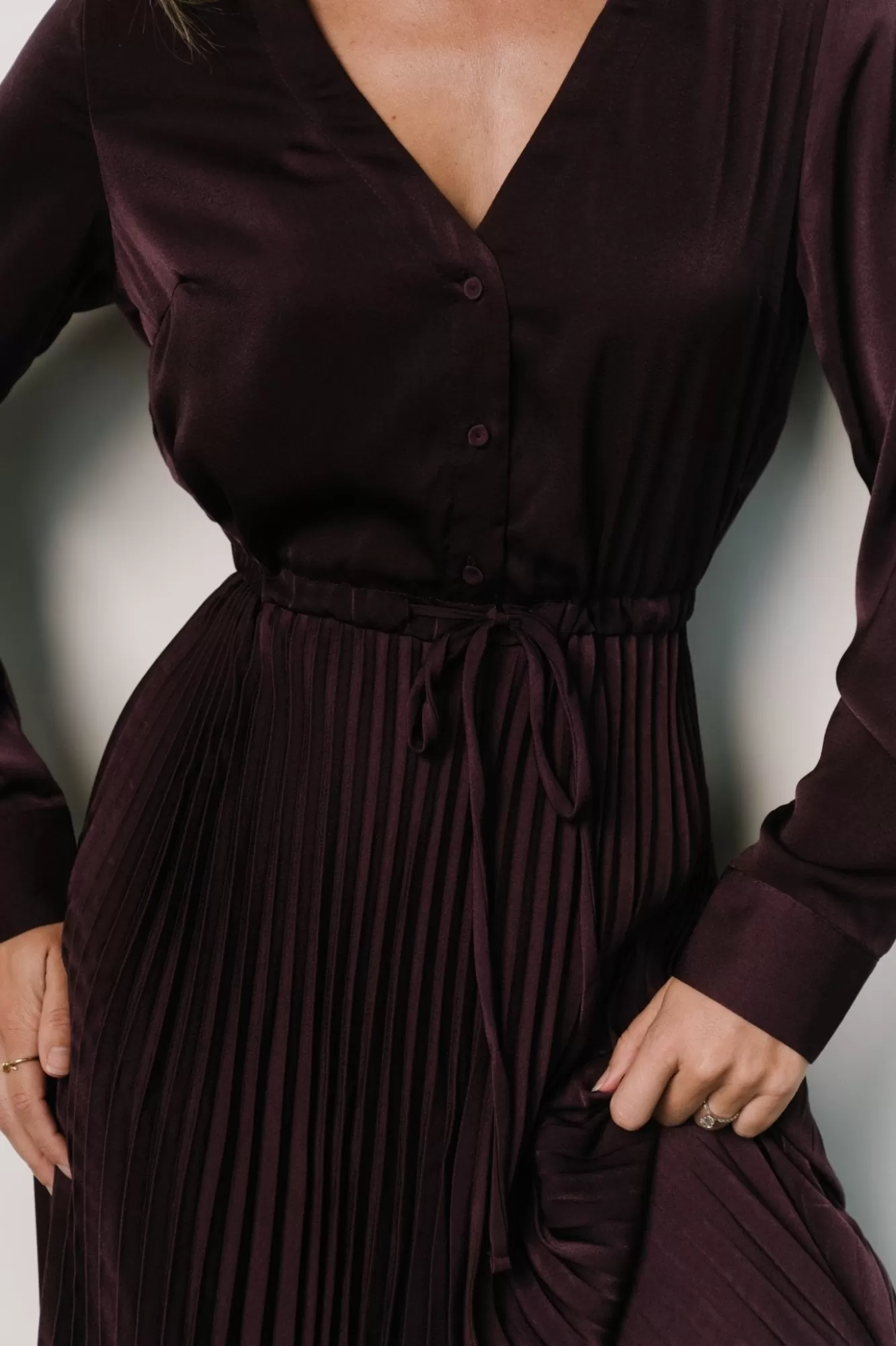 Baltic Born Midi Dresses | Midi Dresses | Waco Pleated Dress | Dark Plum