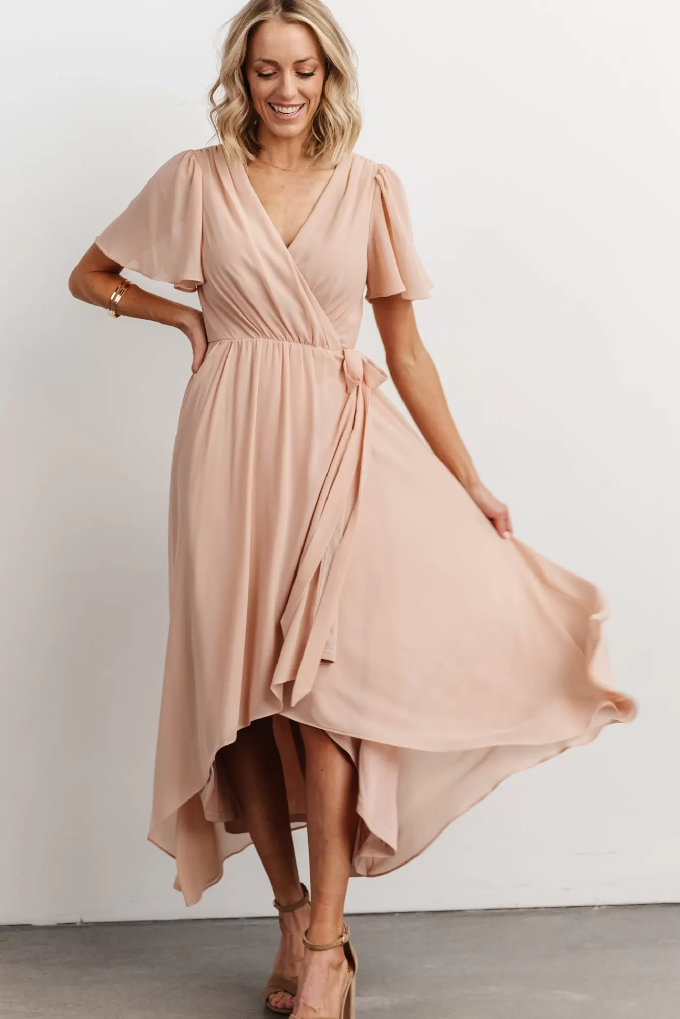 Baltic Born Guest Dresses | Wedding Guest | Waverly Wrap Dress | Dusty Blush