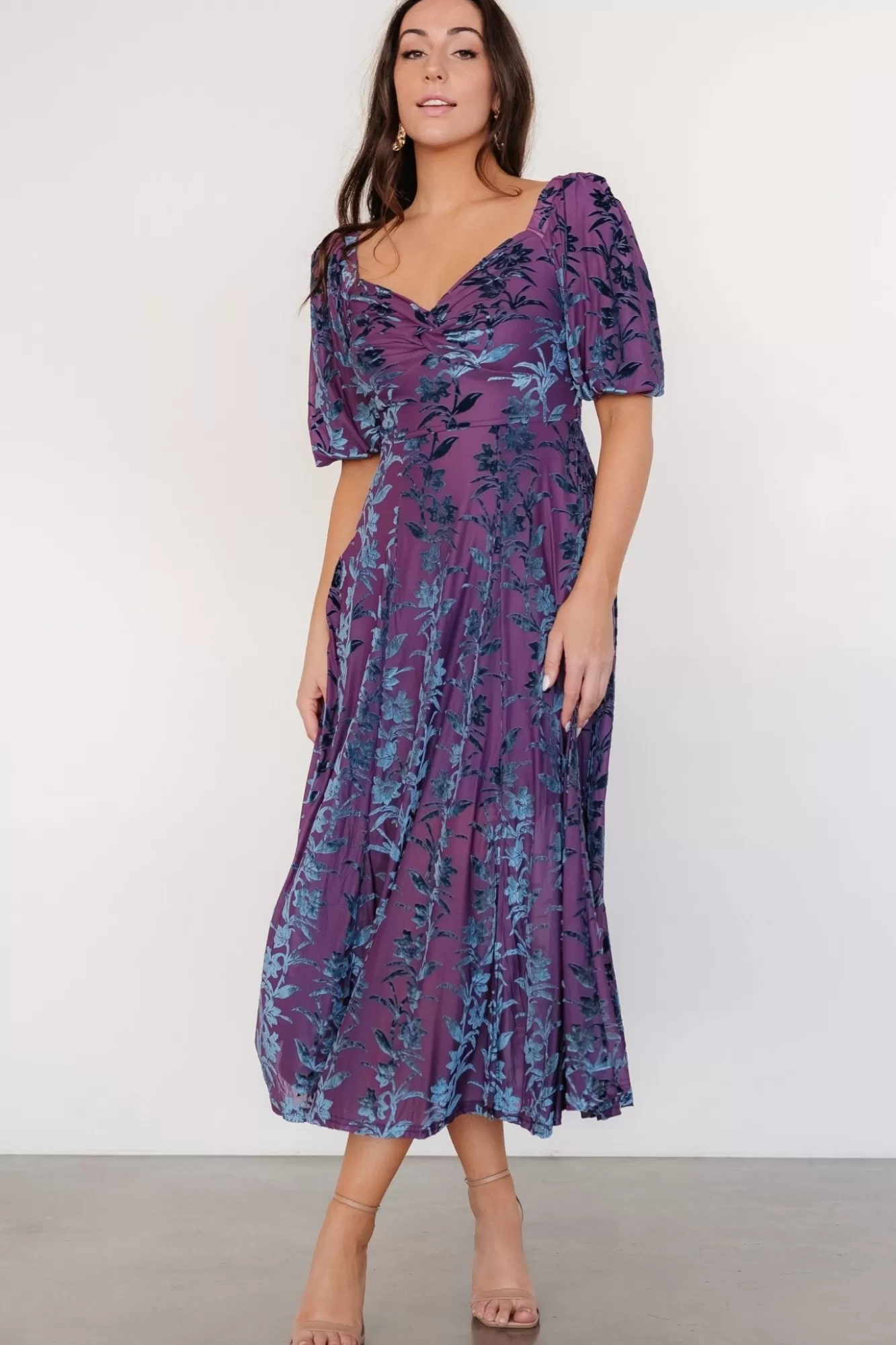 Baltic Born Midi Dresses | Midi Dresses | Westbrook Velvet Dress | Plum + Blue Floral