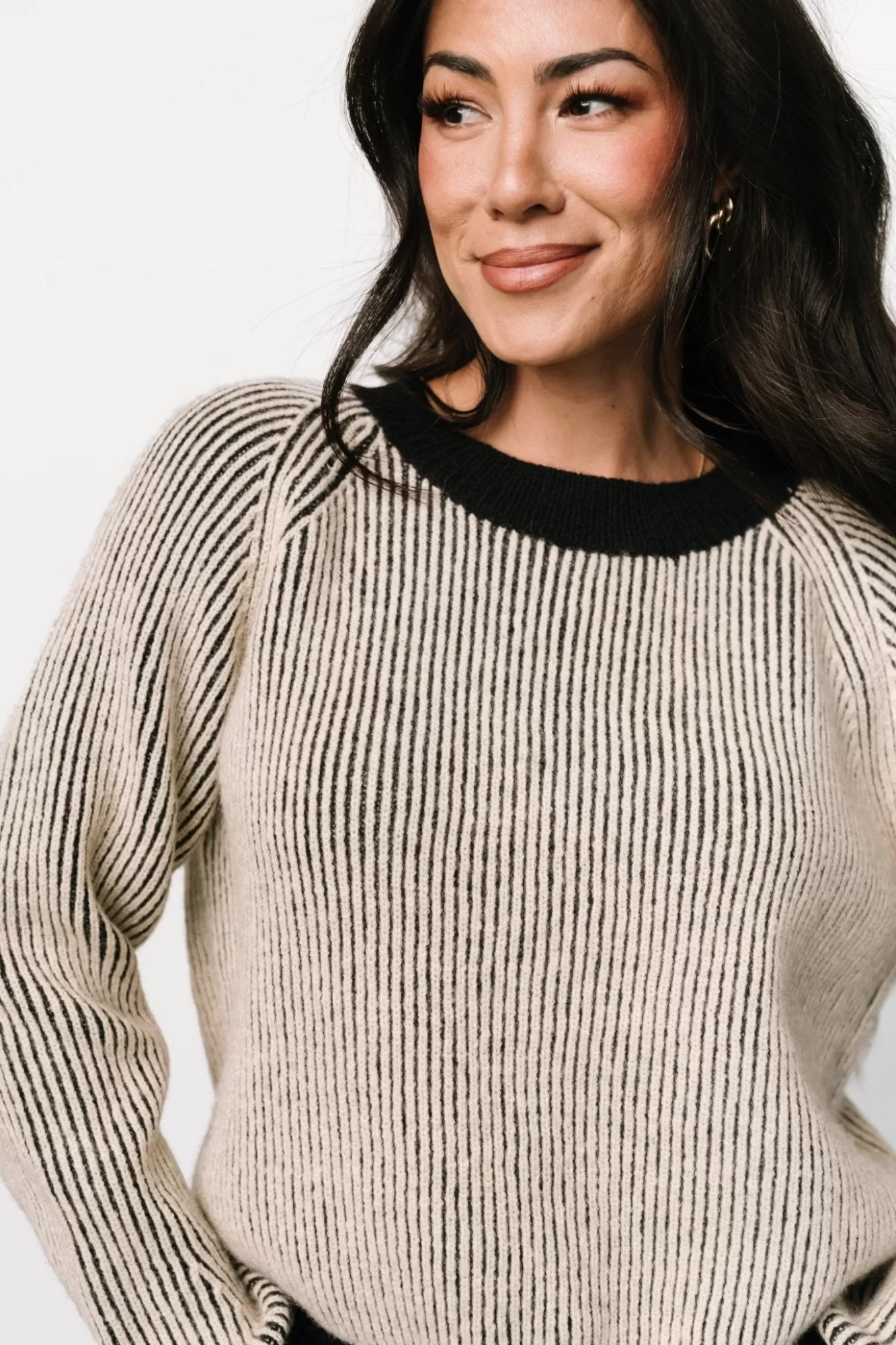 Baltic Born Sweaters | Winifred Ribbed Sweater | Black + Ivory