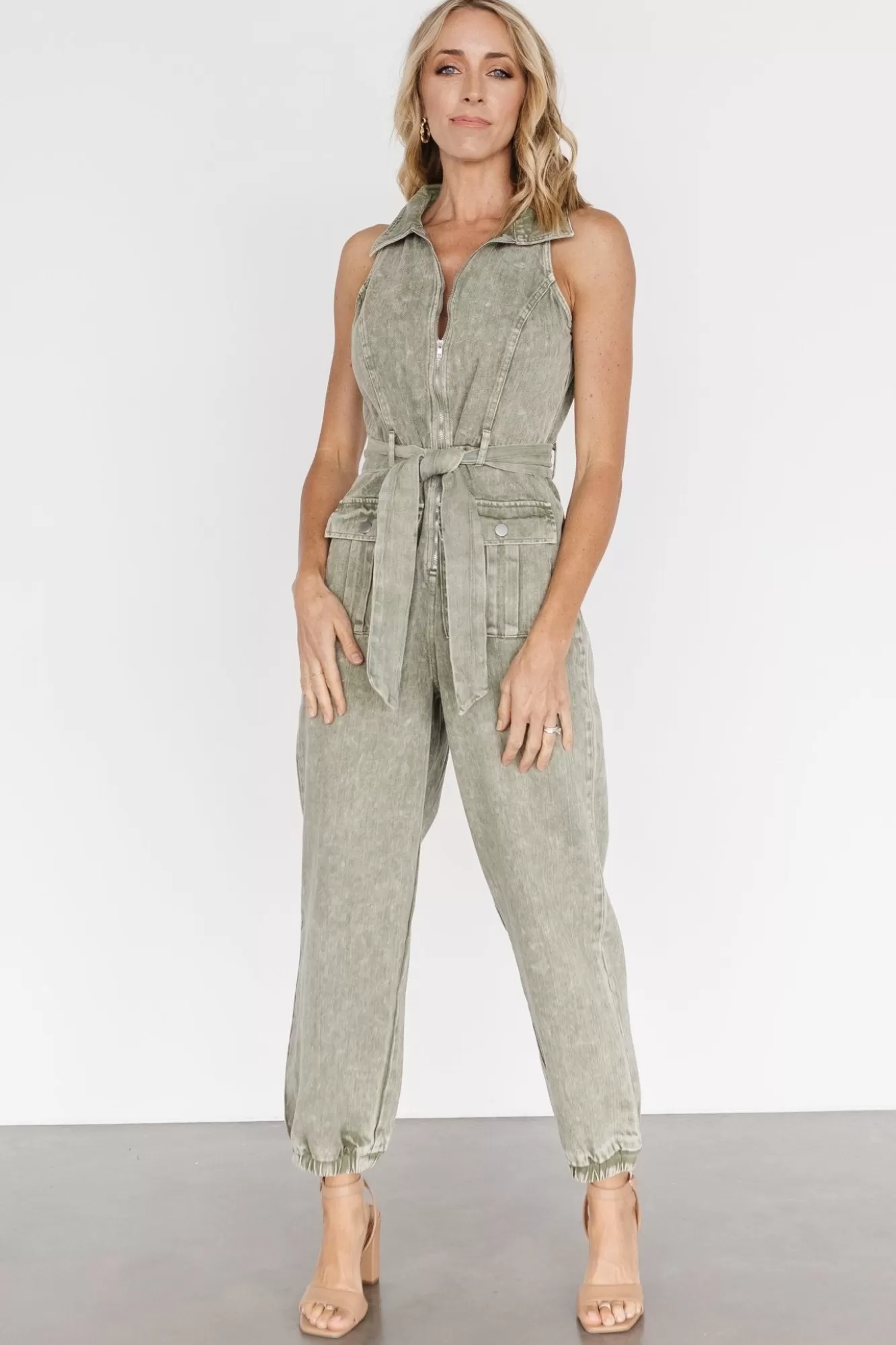 Baltic Born Jumpsuits + Rompers | Zahara Sleeveless Jumpsuit | Washed Olive