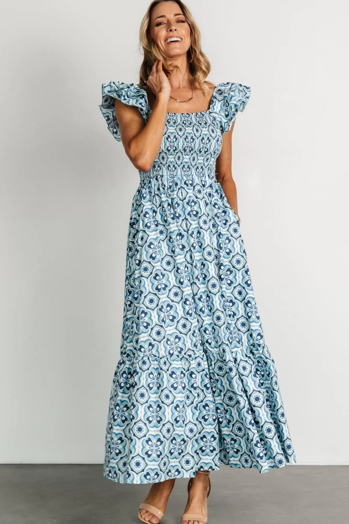 Baltic Born Maxi Dresses | Maxi Dresses | Zoey Smocked Maxi Dress | Blue Print